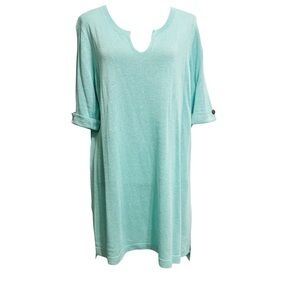 J. Jill Linen Blend Sweater Tunic Sz Large Aqua Lightweight
